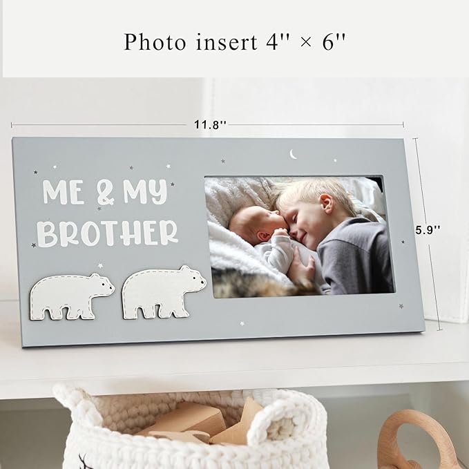 Me and My Brother Picture Frame, Sibling Keepsake Photo Frame, Baby Gift for Baby Shower for Newborn Toddler Boy, Little Sister Big Brother Gift, Little Boy Big Sister Gender Neutral Nursery Decor