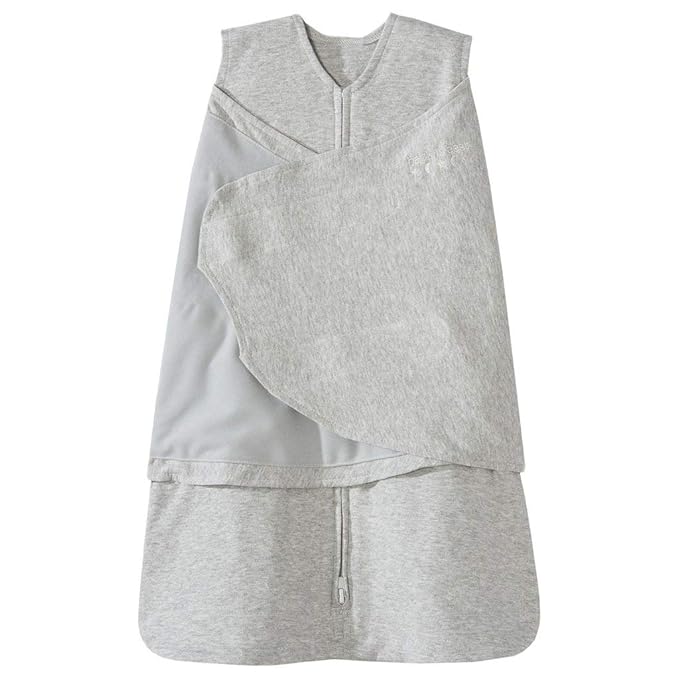HALO 100% Cotton Sleepsack Swaddle, 3-Way Adjustable Wearable Blanket, TOG 1.5, Heather Gray, Newborn, 0-3 Months
