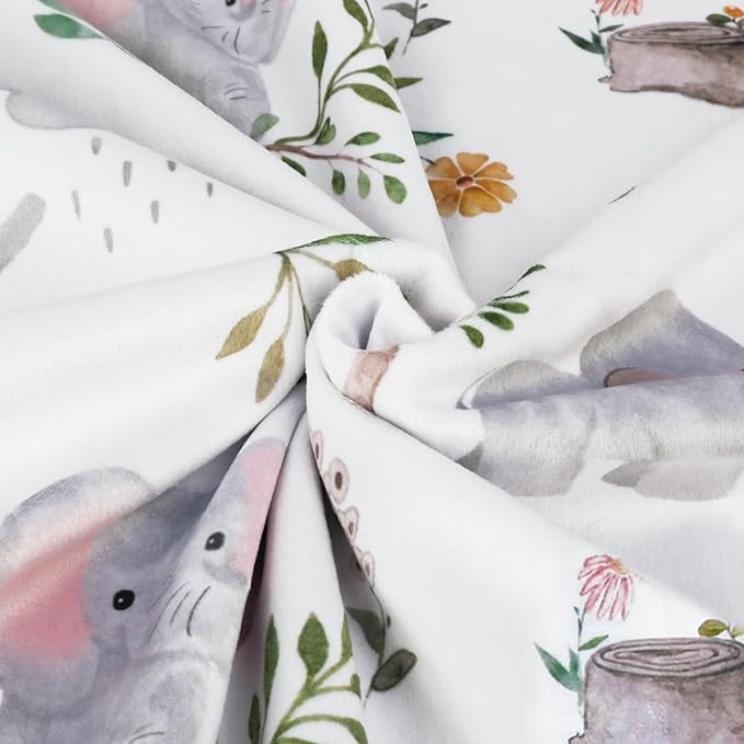BORITAR Baby Blanket for Boys Girls Super Soft Double Layer Minky with Dotted Backing, Lovely Grey Elephant Animal Design Blanket for Toddler Newborn 30 x 40 Inch(75x100cm)