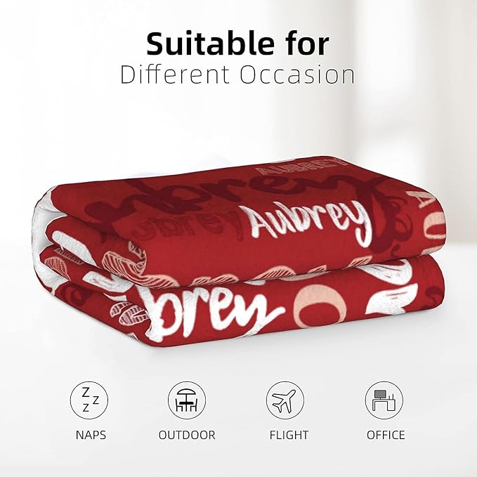 Dr.TOUGH Personalized Blankets with Name Customized Baby Blankets for Girls Boys Adults Monogrammed Blankets and Throws Christmas Birthday Mothers Fathers Valentines Day Gift (Red, 40''×50'')