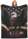 American Eagle Flag Blanket Gifts for Women Men Kids Bald Eagle Flannel Throw Blankets Soft Fuzzy Lightweight for Home Decor Couch Bed Sofa 60x50 Inches