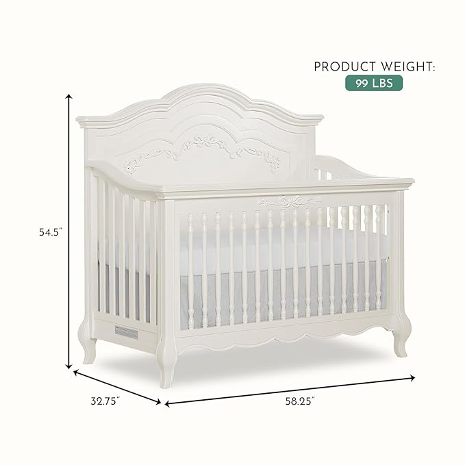 Evolur Aurora 3-Piece Nursery Bundle, Includes 5-in-1 Convertible Crib, 7-Drawer Dresser & 5” Foam Full Size Crib Mattress