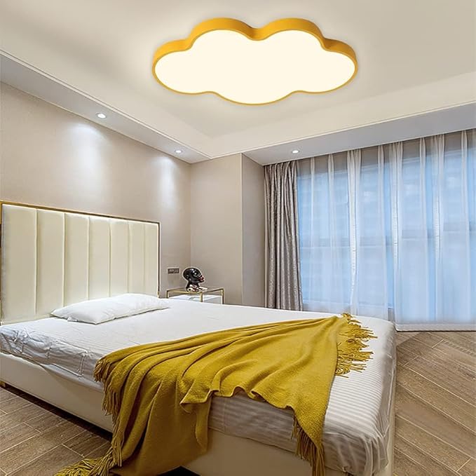 LED Ceiling Light Fixture,19 Inch Modern Cloud Shape Recessed Ceiling Lights,Dimmable Light,29W Yellow Close to Ceiling Lighting Flush Mount Living Room Bedroom,3000K-6000K