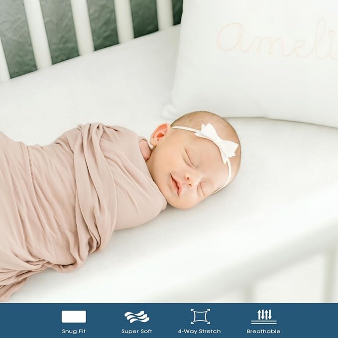 GRSSDER Mini Crib Sheets Fitted, Pack and Play Sheets 3 Pack, Ultra Soft Stretchy Pack N Play Sheets, Universal Fit for Playard Mattress, Jersey Crib Sheets Neutral for Boys and Girls, Cream/Beige