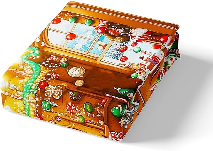 Feelyou Kids Christmas Gingerbread House Duvet Cover,Funny Gingerbread Man Bedding Set Twin Size,Boys Girls Bedroom Room Decor,Merry Christmas Comforter Cover,Xmas Christmas Bedspread Cover