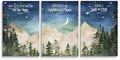 Nursery Scripture Wall Art, Set of 3 Nursery Bible Verse Wall Decor, Star Night Mountain Forest Wall Art, Nature Woodland Decor Canvas Prints, Inspirational Christian Kids Art, Framed 16"x24"