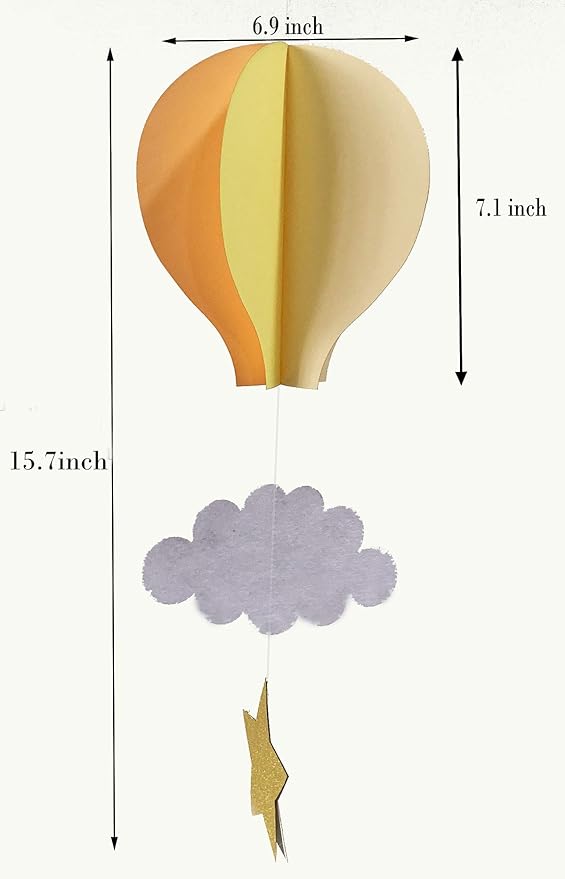 Colorful Hot Air Balloon Hanging Paper Decoration（4pack）- Large Hot Air Balloon with Clouds Stars Hanging Paper Garland Party Streamers for Kids Bedroom Decor, Wedding Birthday Party Supplies