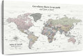 ElephantStock - Personalized Leave A Trail Iii Push Pin World Map Wall Art - Horizontal Canvas Wall Art - Living Room Wall Decor - Digital Art Map Canvas Art - White And Gray Decor - 48" x 32"