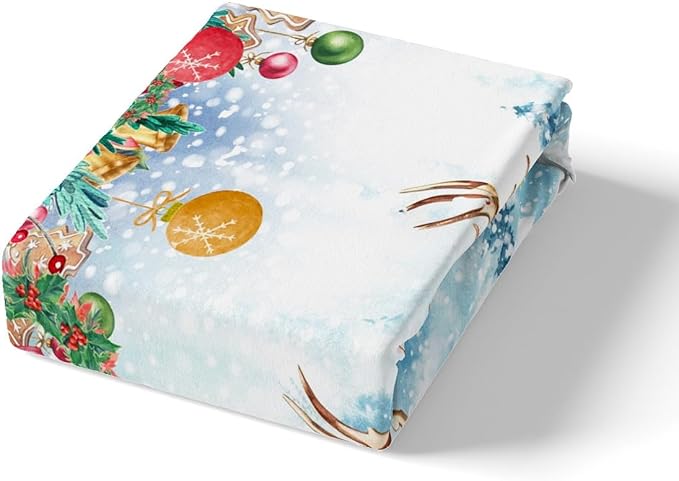 Manfei Merry Christmas Duvet Cover King Size,Watercolor Christmas Trees Gifts Wild Moose Super Soft Bedding Set for Boys Girls,Winter Happy New Year Comforter Cover Bedding 3 Piece (No Comforter)