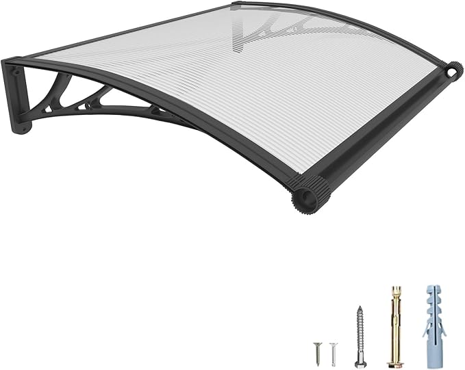 40''*48'' Window and Door Exterior, UV/Rain/Snow/Sunlight Protection Sheet,UPF 50+ Polycarbonate Overhang Canopy,House Overdoor Awnings for Door Entrance Outside/Patio/Porch/Deck