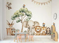 Safari Jungle Wall Stickers – Safari Animals Wall Decals for Nursery – Kids Room Wall Art – Removable Vinyl Stickers for Baby Room Decor – Giraffe Elephant Lion Wall Mural (Set1+2)