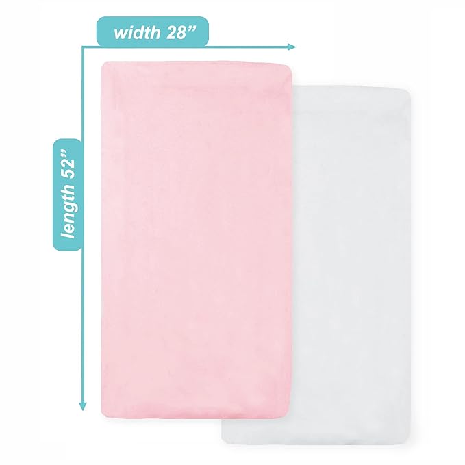 American Baby Company 2 Pack Fitted Crib Sheets 28" x 52", 100% Polyester Ultra Soft Microfiber, White/Pink, for Boys and Girls, Fits Crib and Toddler Bed Mattresses