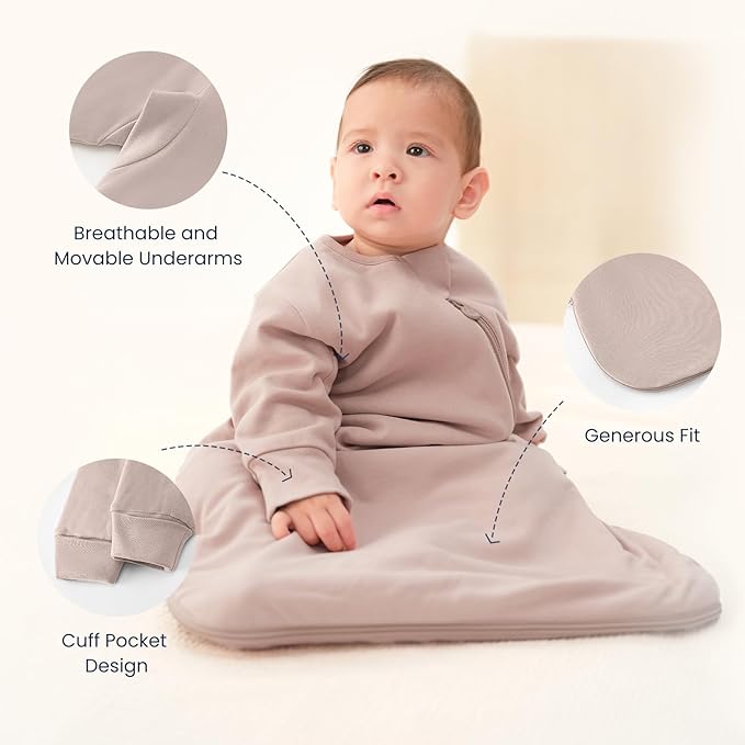 Unisex Sleeping Bag for Babies and Toddlers 1.0 Tog Sleep Sack 0-6 Months, Newborn Sleep Sack, Wearable Blanket Baby, One Piece Long Sleeves, Gifts for Baby