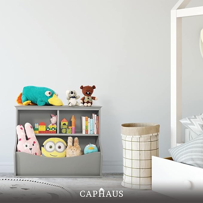 CAPHAUS Kids' Multifunctional Book and Toy Storage Cubby - Open Shelf Organizer for Nursery, Playroom, Closet - Home Organization Toy Bookcase