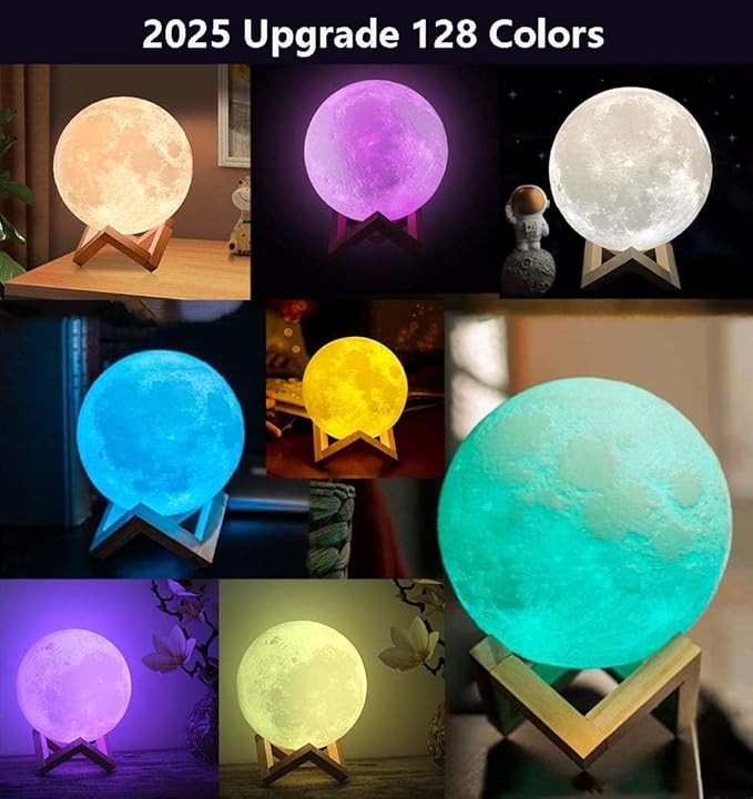 CPLA Moon Lamp Upgrade 128 Colors, Christmas Gifts for Kids Girls Boys Teens Sister Her Women, Ages 4 5 6 7 8 9 10 11 12 13 14 15 16 17 18-20 Year Old Birthday, Remote and Touch Control, 6 inch