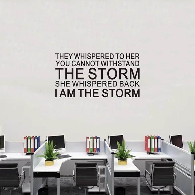 SEATUNE Inspirational Quotes Wall Stickers - Women Teen Girls Wall Decals - Positive Motivational Encouragement Home Vinyl Art Wall Decor - They Whispered to Her You Cannot Withstand The Storm 21"X11"