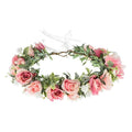 Baby Girls Flower Crown Headpiece Boho Little Wreaths for Weddings, Family Photography (Flower Red and White)