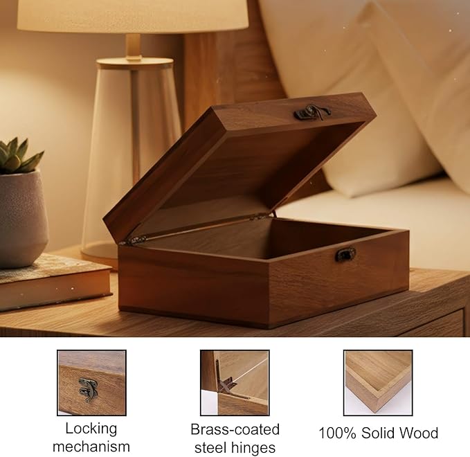 Personalized Pine/Walnut Keepsakes Baptism Gifts Wooden Box, 8 * 6 * 3 Walnut Wooden Boxes First Communion Gifts for Boys/Girls, Personalized Wood Storage Engraved Keepsake Box for Baptism