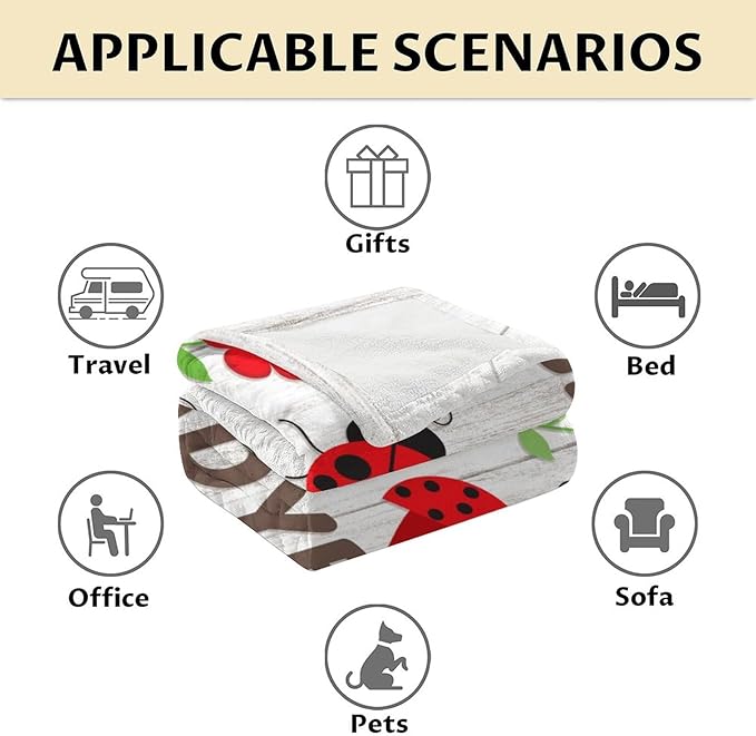 Ladybug Throw Blanket - Cute Girls Gifts for Lady Bug Lovers - 40 x 50 Inches Cute Flannel Throw Blanket Stuff for Couch, Sofa
