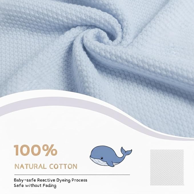 Cotton Baby Blanket with Ruffle Edge Soft Breathable Newborn Blanket for Boys & Girls, Lightweight Knit Throw for Crib, Stroller & Nursery Multiple Colors Available Blue 28x36