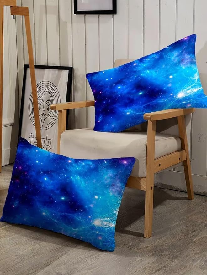 kxry Blue Galaxy Space Comforter Set Twin Size Outer Space Starry Sky Universe Bedding Sets for Girls Teens Kids Soft Microfiber Lightweight Comforter Set with 1 Comforter + 1 Pillow Case