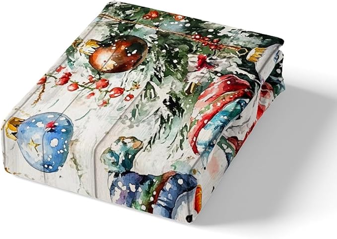 Cartoon Snowman Duvet Cover Set Twin Size,Xmas Tree Winter Snow Merry Christmas Bedding Set,Boys Girls Room Decor,Wooden Plank Rustic Comforter Cover,White Quilt Cover,1 Pillowcase,No Comforter