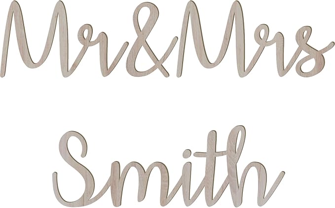 2 Inch Tall Custom Word Scroll Script Cursive Font Affection, Choose Wood Material for Names, Unfinished Initials Craft, Kid's Room Sign, Wall Plaque (2")