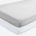 Bare Home 2-Pack Fitted Crib Sheets - Premium 1800 Ultra-Soft Microfiber - Breathable - Baby Sheet - for Boys & Girls - Fits Standard Crib and Toddler Mattresses (Cloud Grey/White)