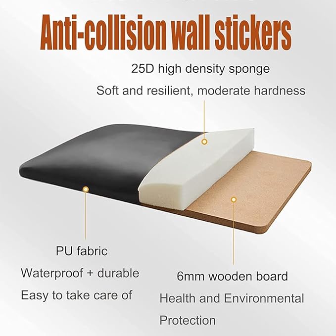 3D Anti-Collision Wall Padding for Kids, Peel and Stick Upholstered Wall Panels, Queen Headboard, Playroom Decorative Protection Panel, Pack of 2 Panels Sized 23.6” X 11.8” (Black)