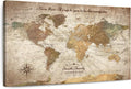ElephantStock - Personalized Be The Navigator I Push Pin World Map Wall Art - Horizontal Canvas Wall Art - Living Room Wall Decor - Digital Art Map Canvas Art - Brown And Beige Decor - 48" x 32"