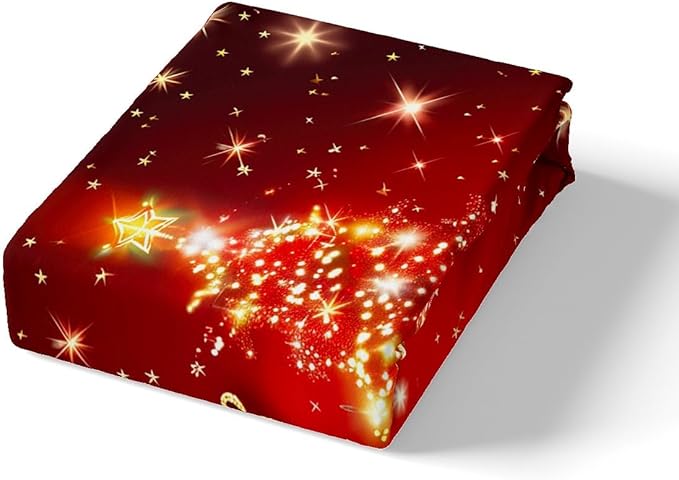 Manfei Christmas Tree Duvet Cover Set King Size Gold Sparkle Comforter Cover Merry Christmas Bedding Set 3pcs for Kids Boys Girls Western New Year Theme Bedspread Cover with 2 Pillowcases,No Comforter