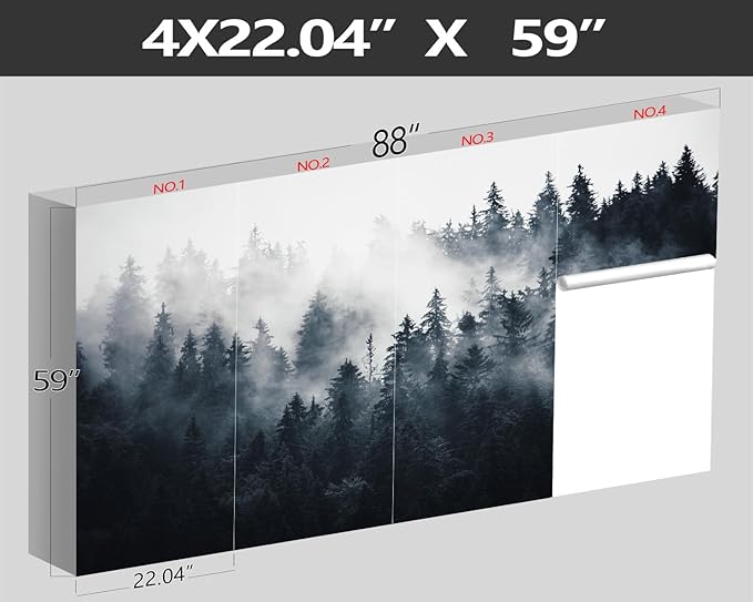 XMPMBM-Misty Forest Fabric Wallpaper Pine Forest Living Room Bedroom Bathroom Wall Mural-W 88" X H 59"（36 Square Foot）