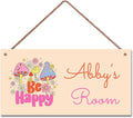 Personalized Signs Funny Mushroom Sign For Kids Room Be Happy Custom Name Door Wall Decor Floral Nursery Art Plate For Boys Room Girls Bedroom Little Man Cave