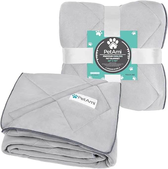 PetAmi Premium Cooling Dog Blanket | Lightweight Fluffy Pet Throw Blanket Bed Cover for Dogs, Cat, Puppies | Pet Blanket Furniture Protector Couch Sofa | Reversible Fuzzy Cozy | 29x40, Light Grey