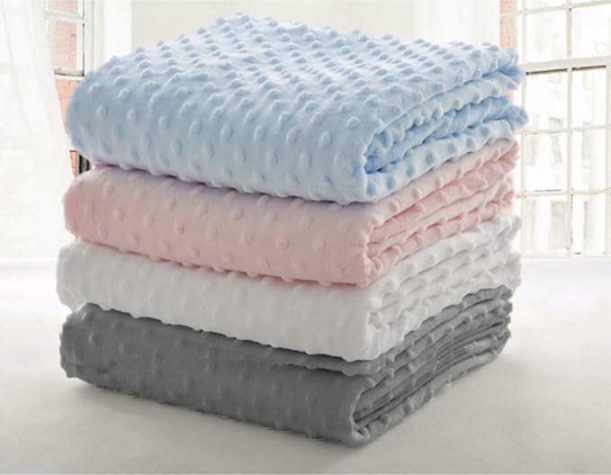 American Baby Company Heavenly Soft Chenille Receiving Blanket, 2-Layer Design with Minky Dot & Silky Satin, Blue, 30" x 40" for Boys and Girls