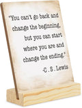 Inspirational Quote Wood Plaque Signs Motivational Quotes Gift You Can't Go Back And Change The Beginning,But You Can Start Where You Are And Change The Ending Desk Decor Encourage planks2002