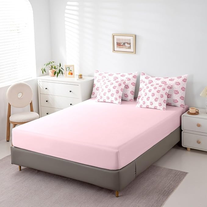 7 Pieces Bowknot Princess Kid Comforter Set King,Disco Crystal Ball Western Cowgirl Bedding Set,Star Bow Tie Sweet Romantic Pink Dreamy（Comforter+Fitted+Flat Sheet+2 Pillowcases+2 Throw Pillow Covers）