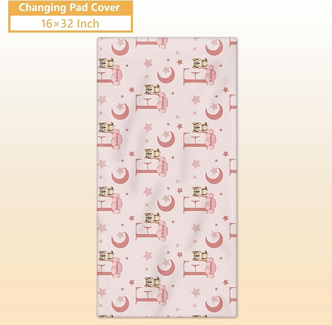 Personalized Crib Bedding Set, 5 Pcs Custom Nursery Bedding Sets with Name, Infant Bedding Set for Baby Girls Boys, Pink Fox Double Layer Baby Crib Set, Toddlers Babies Kids Customized Gifts