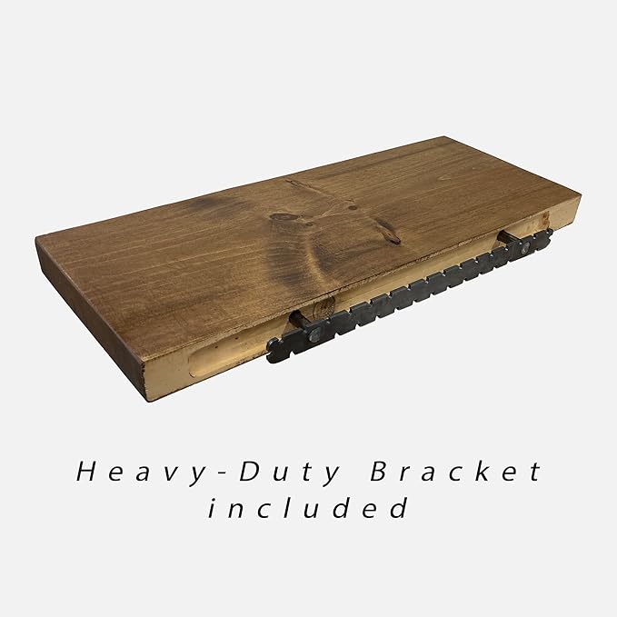 URBANDI, Rustic Floating Shelves, Set of 2, Hidden Bracket, Solid Wood, Heavy Duty, Wall Mounted Shelves, (Grey, 48Wx8D)