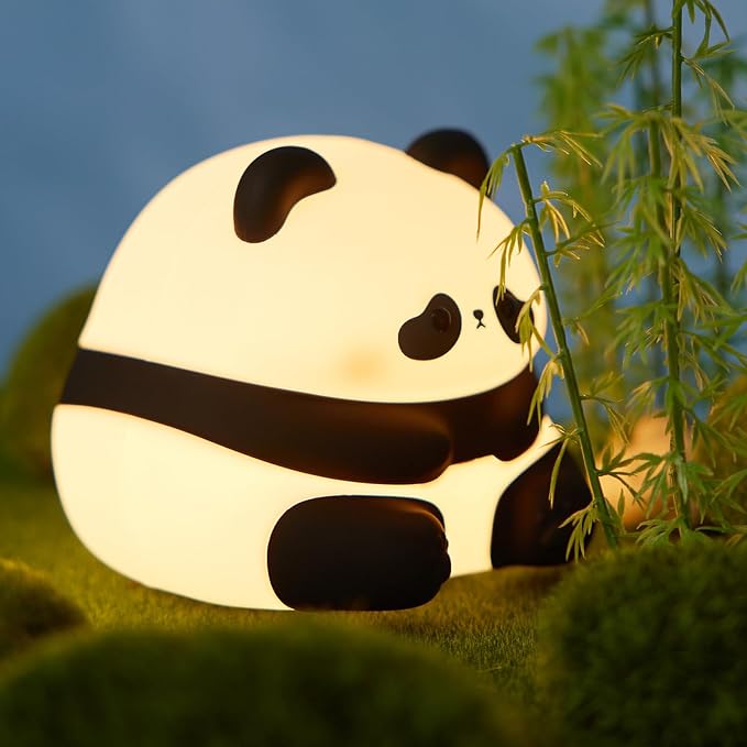 Cute Panda Night Light LED Silicone Squishy Animal Lamp for Kids – 3 Dimming Levels Ideal Nightlight for Nursery – for Boys and Girls – Fun Room Decor – Soft and Safe Breastfeeding Light