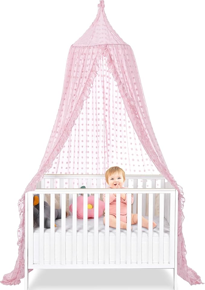 Bed Canopy for Girls - Princess Bed Canopy - Crib Canopy for Boys and Girls Bedroom Decor, Suitable for Use in Cribs Canopy Bed Curtains (Pink)