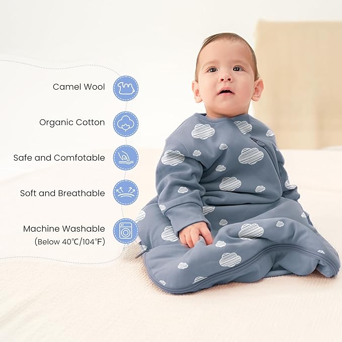 Unisex Sleeping Bag for Babies and Toddlers 1.0 Tog Sleep Sack 6-18 Months, Newborn Sleep Sack, Wearable Blanket Baby, One Piece Long Sleeves, Gifts for Baby