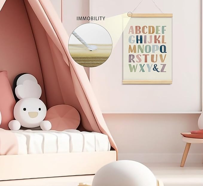 foedor Alphabet Numbers Poster Framed, Nursery ABC Wall Decor Poster Hanger Frame,Hanging Banner Decor for Nursery Toddler Girls Room Play Room, 12x16 Inch, Set of 2