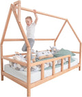 Montessori House Bed - Toddler Bed with Rails - Playpen Bed for Kids Girls & Boys - Busywood Montessori Floor Bed - Kids Bed with Slats - Small, Twin, Full, Queen, King - 7 Colors (Model 1)
