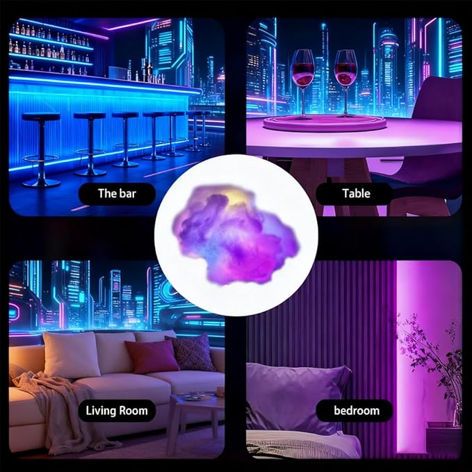 LED Cloud Light with Music Rhythm, 2025 New Cloud Lights for Ceiling,Bedroom,Gaming Room, Music-Sync Dynamic Lighting Effect, Cool Stuff for Boys, For Ceiling Bedroom Office Party (314.9in LED light)
