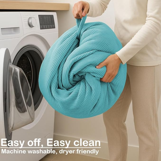 Nobildonna 3 ft Bean Bag Chair Cover (No Filler) 35"×43" Large Stuffed Animal Storage Bean Bag Washable Big Beanbag Chair Cover Premium Corduroy Stuffable Bean Bag Cover for Adults,Kids,Turquoise 300L
