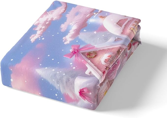 Manfei Christmas Duvet Cover Set Full Size, Pink Truck Flower Snowman Bedding Set for Kids Girls Room Decor, New Year Theme Comforter Cover, Lightweight Bedspread Cover, 2 Pillowcases, No Comforter