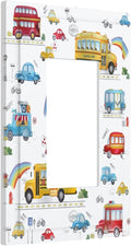 Kids Bus Taxi Truck Single Rocker Light Switch Covers 1 Gang Outlet Cover Wall Plate Decorative GFCI Switchplate Faceplate for Nursery Kidsroom Bedroom Decor
