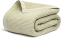 Salt Earth GOTS Certified 100% Organic Cotton Throw Blanket, 108"x90" Waffle Blankets & Throws for Bed, Throw Blanket for Couch, Cozy Christmas Blankets and Throws for Christmas Gifts (Sea Foam)