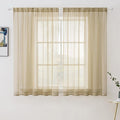 MIULEE Beige Window Sheer Curtains for Bedroom Living Room Solid Elegant Net Drapes 2 Panels Width 38 x Length 45 Inches
